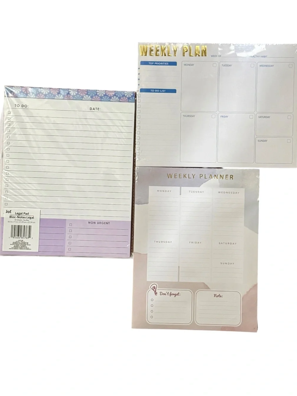 Bundle of 3 Weekly Undated Planner & To-Do List Pads NWT